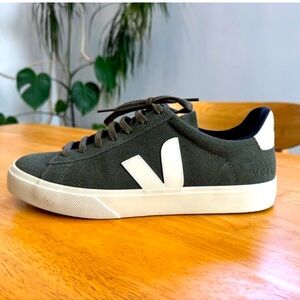 Veja Campo Sneakers - Suede Olive Green Cream - Women's Size US 11/EU 42